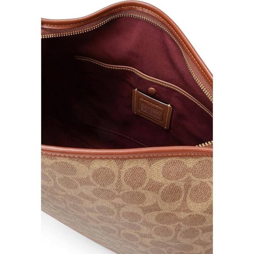 NWT COACH Coated Canvas Signature‎ Cary Shoulder Bag in Tan Rust - Picture 3 of 16